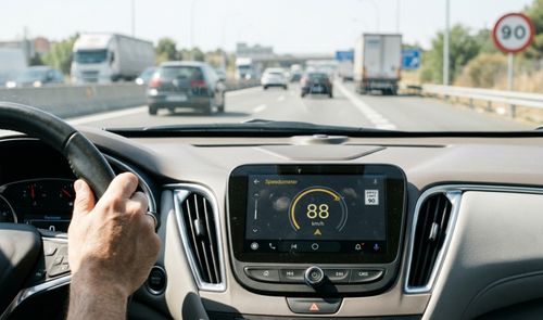 Android Auto en el coche mostrando la velocidad