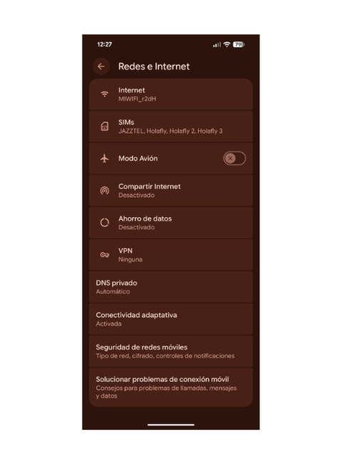 Desactivar Conexión adaptativa en Google Pixel