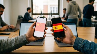 móviles con bandera china y española
