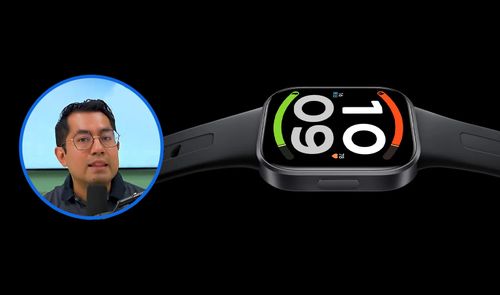 Reloj inteligente Redmi Watch 6 Active con pantalla digital sobre fondo negro y miniatura de Isa Marcial.