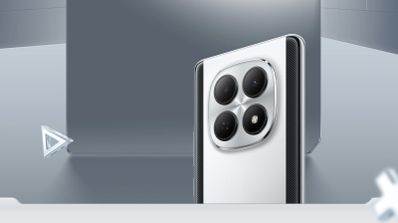 Módulo de cámaras traseras de un smartphone POCO M8 5G con diseño circular sobre franja negra.