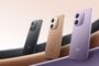 Tres smartphones Redmi 17C 5G mostrados desde su parte trasera en colores negro, dorado y violeta.