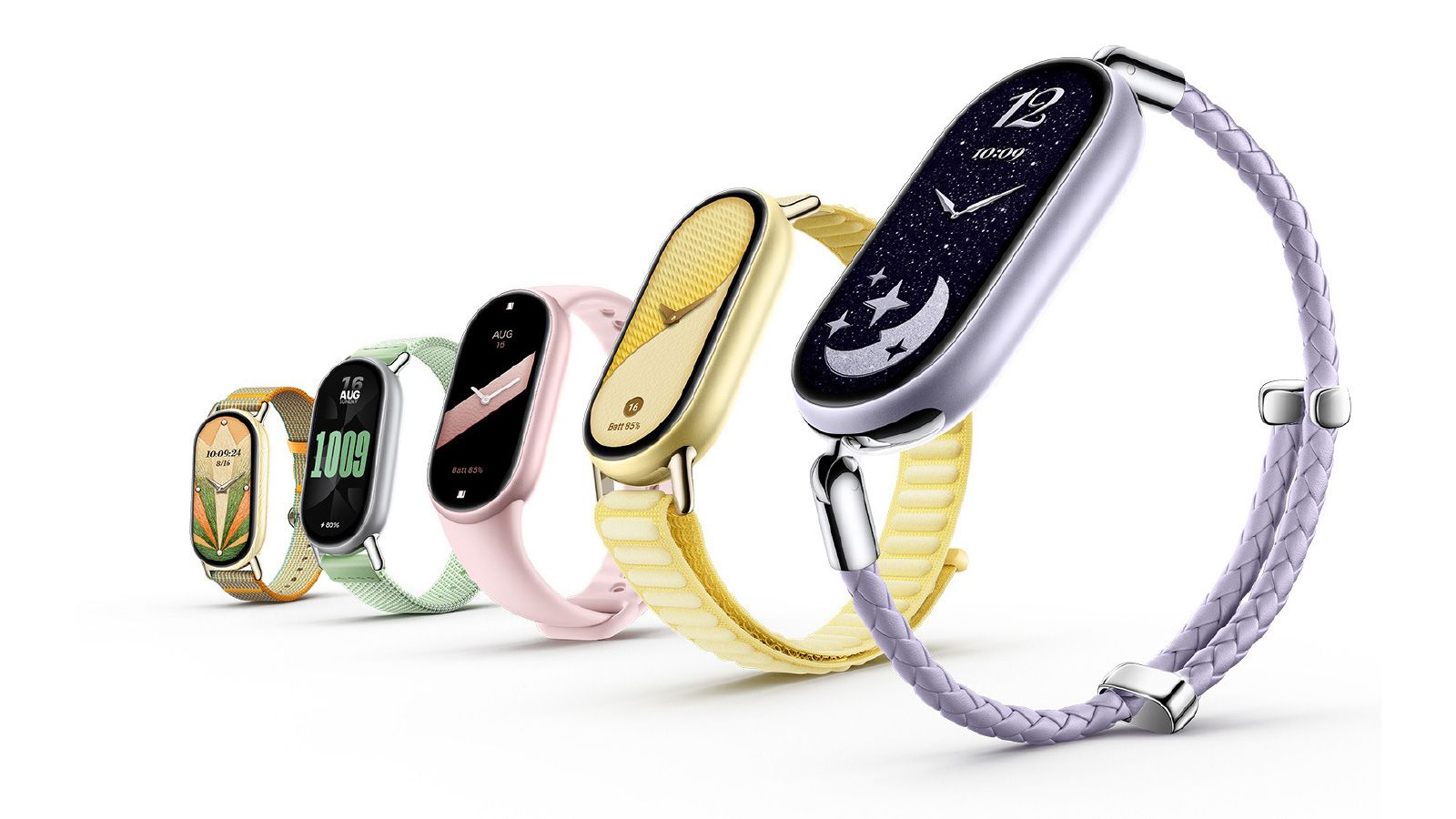 Diferentes modelos y correas de la pulsera inteligente Xiaomi Smart Band 11 con esferas personalizadas