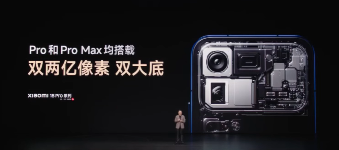 Esquema interno del módulo de cámaras del Xiaomi 18 Pro proyectado durante su presentación oficial.