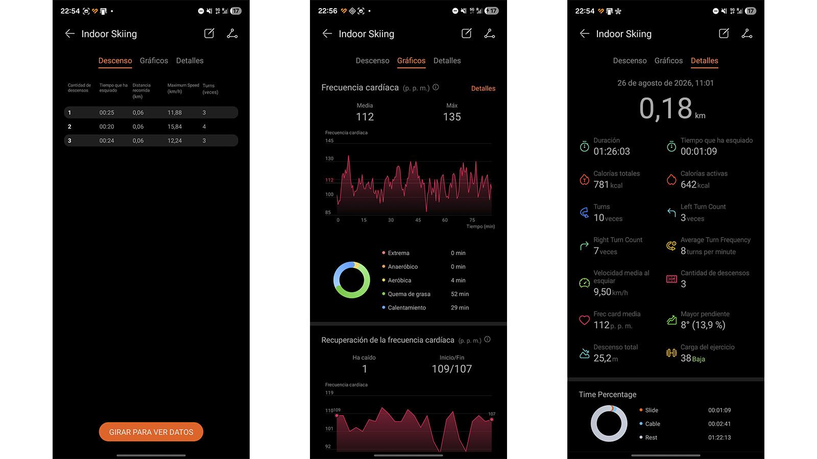 Datos ski indorr en Huawei Health