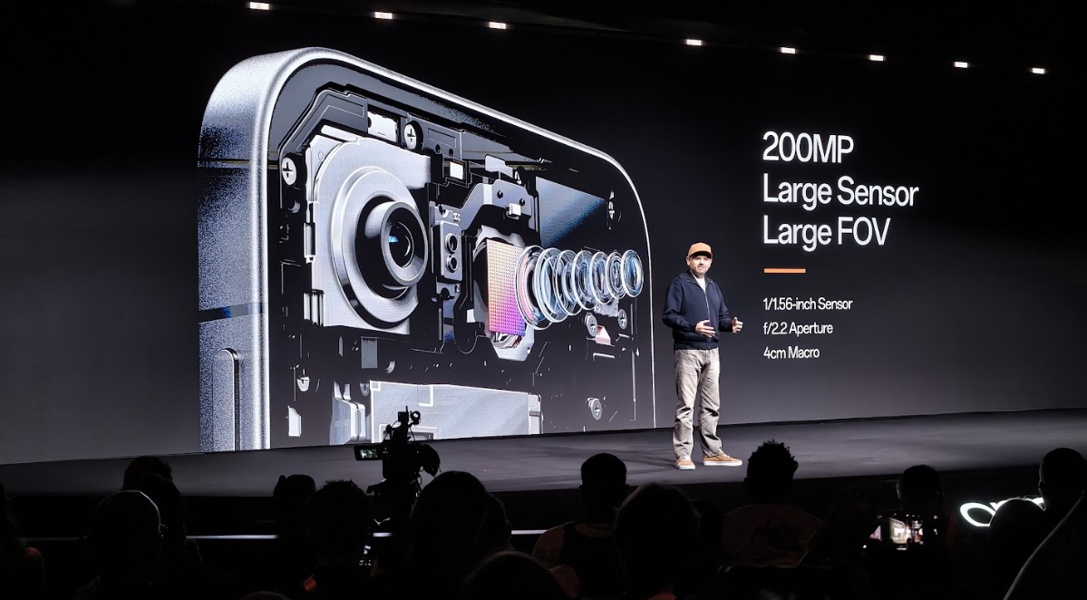 Infografía del sensor de 200 MP proyectada en la presentación del OPPO Find X10 Series.