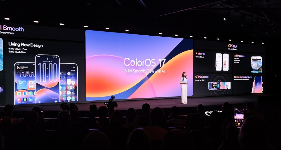 Presentación oficial de los precios del OPPO Find X10 en Europa durante un evento tecnológico.