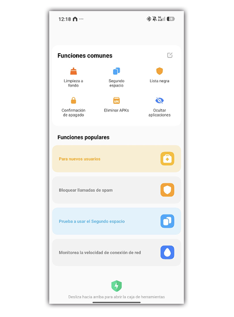 Sección de funciones comunes y populares en la interfaz de un teléfono móvil Xiaomi.