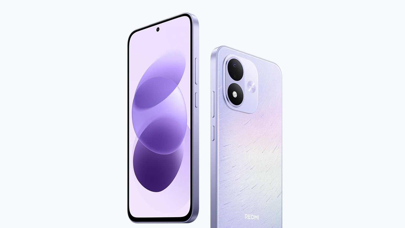 Frontal y parte trasera del Redmi Note 17 5G en color púrpura con degradado.