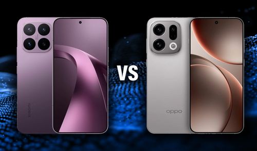 Comparativa visual entre el Xiaomi 17T Pro y el OPPO Find X9 mostrando sus módulos de cámara y pantallas frontales.