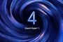 Logotipo numérico 4 sobre fondo de espiral azul con el texto Xiaomi HyperOS.