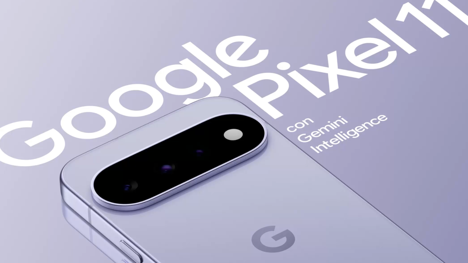 Parte posterior del Google Pixel 11 en color azul con detalle del módulo de cámaras y logotipo de la marca.