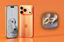 Parte delantera y trasera de un iPhone 17 Pro en color titanio dorado junto a un icono con el número 27.