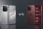 Comparativa visual entre el OPPO Find X10 Pro Max en color plata y el iPhone 18 Pro Max en tono rojizo.