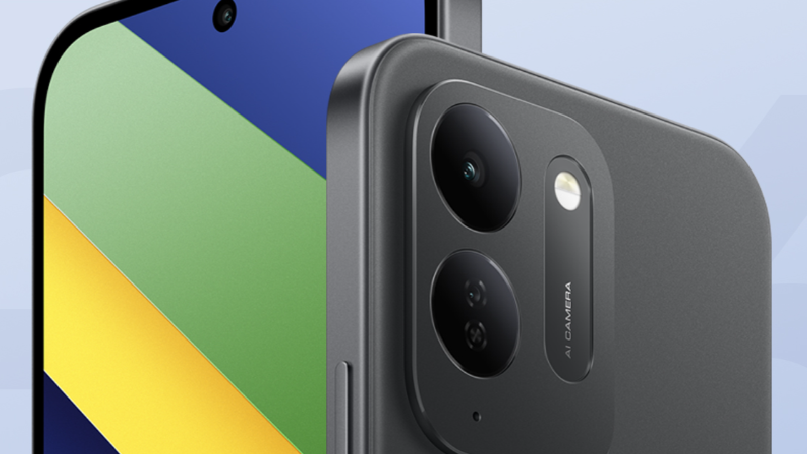 Detalle del módulo de cámaras traseras y la cámara frontal perforada del POCO C95 Pro.