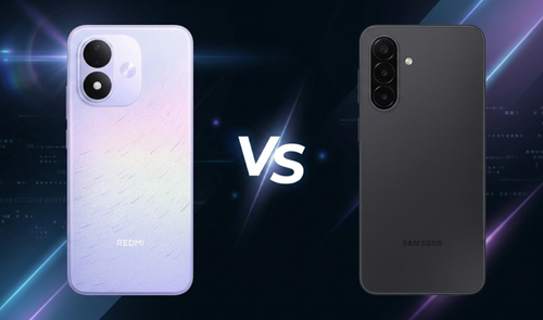 Comparativa visual de las partes traseras de un Redmi Note 17 en color degradado y un Samsung Galaxy A18 en color negro.