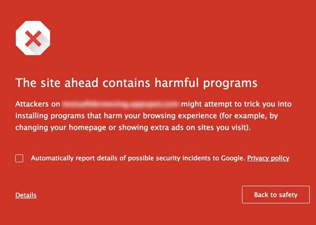 Alertas de Google sobre malware.