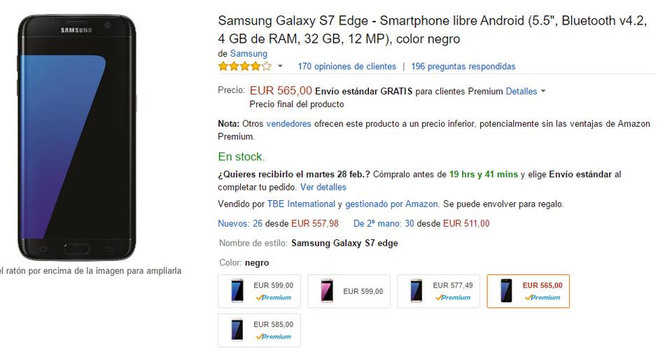 Oferta del Samsung Galaxy S7 Edge en Amazon