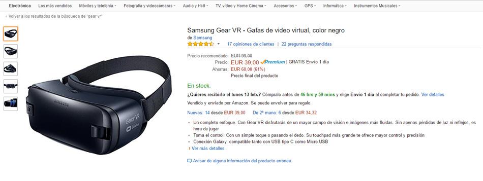 Precio de las Samsung Gear VR