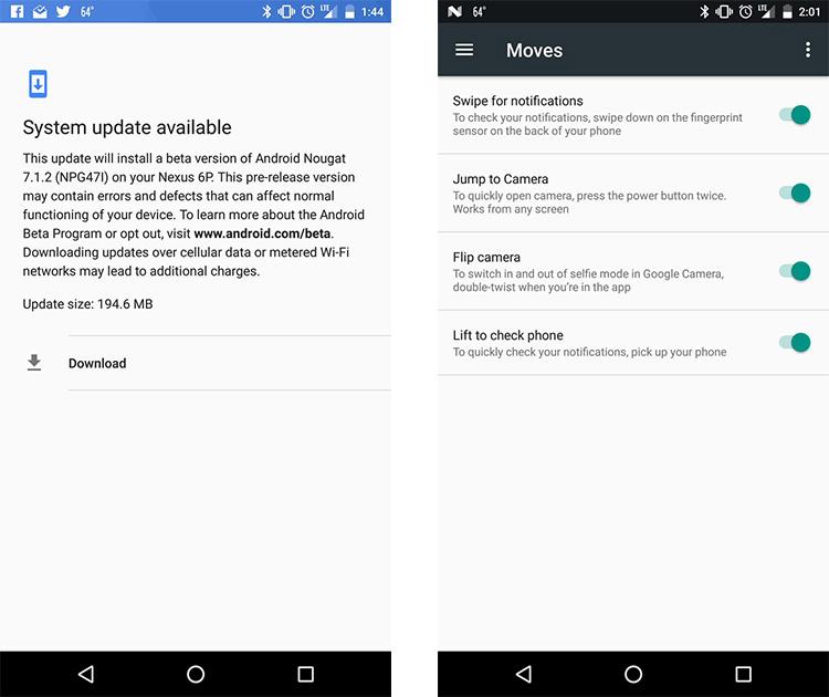 Novedades de Android 7.1.2 Beta 2