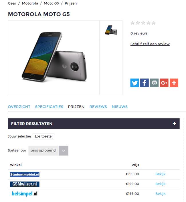 Moto G5 a la venta en Europa