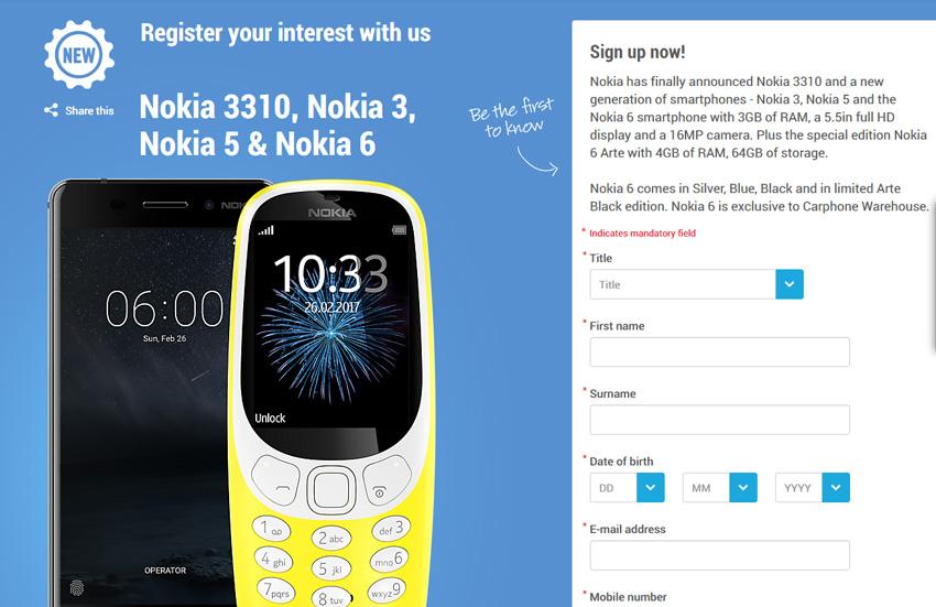 Registro del Nokia 3310 de 2017