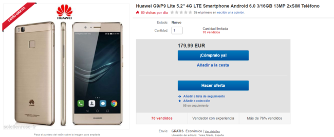oferta Huawei P9 Lite ebay