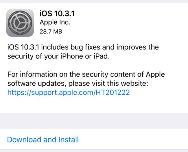 Actualización iOS 10.3.1 con correcciones de problemas de seguridad