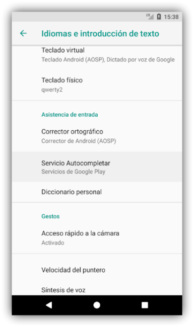 Gestor autocompletar Android 8.0 oreo