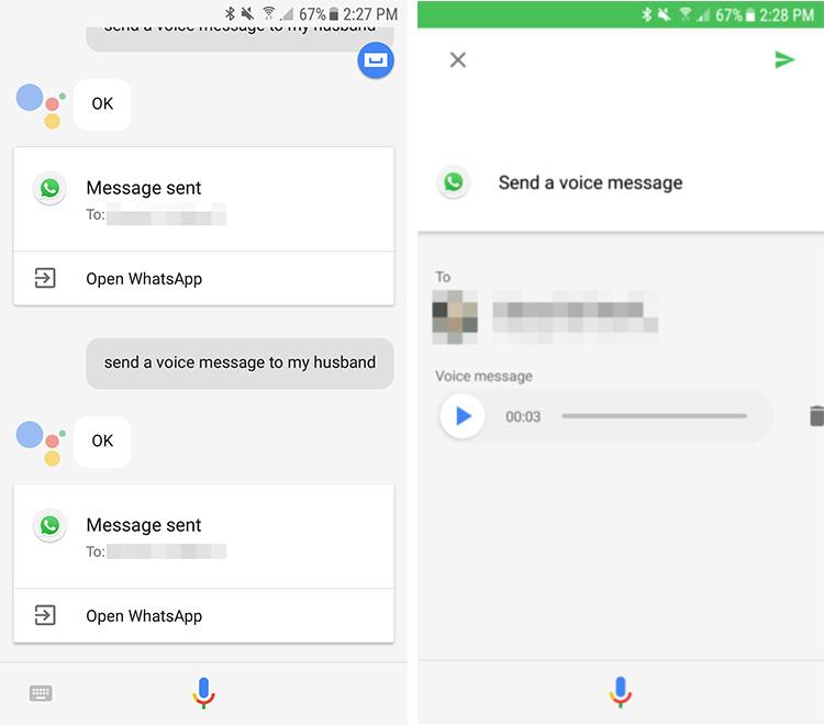 Enviar notas de voz de WhatsApp con Google Assistant