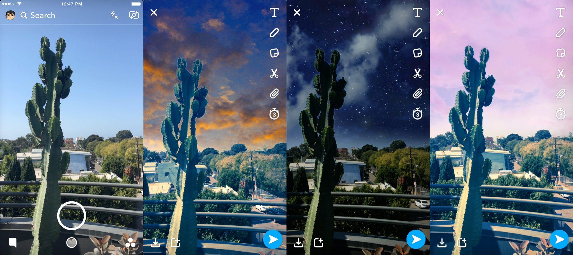 filtros para cielos en Snapchat