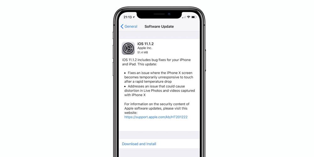Actualización OTA con iOS 11.1.2 con solución a un problema de la pantalla del iPhone X