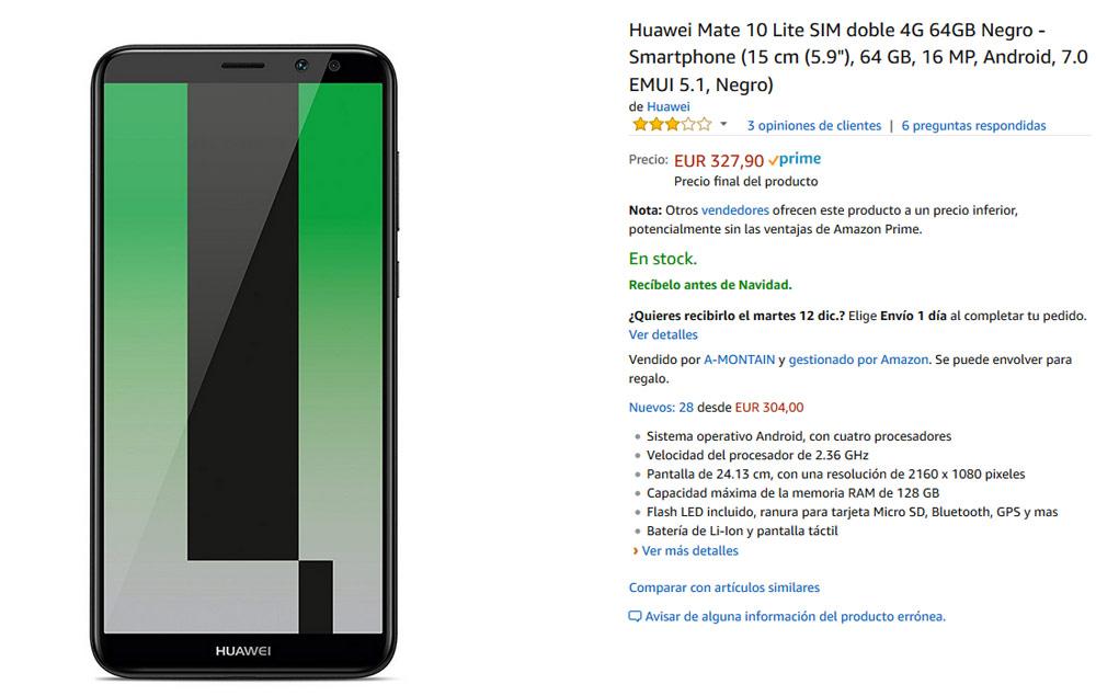 Precio del Huawei Mate 10 Lite en Amazon