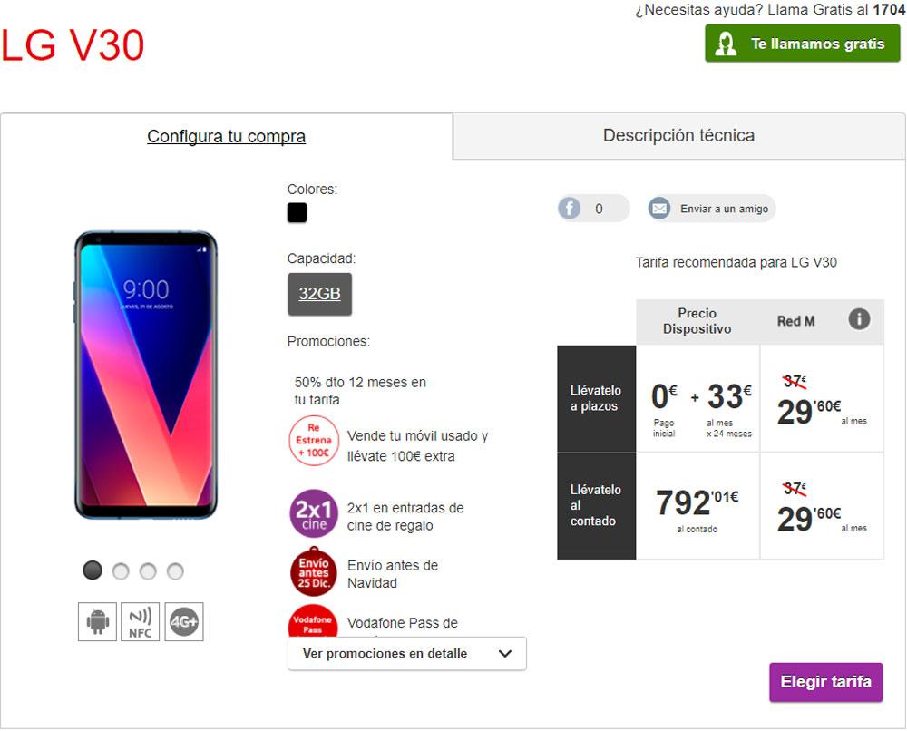 Comprar el LG V30 en Yoigo