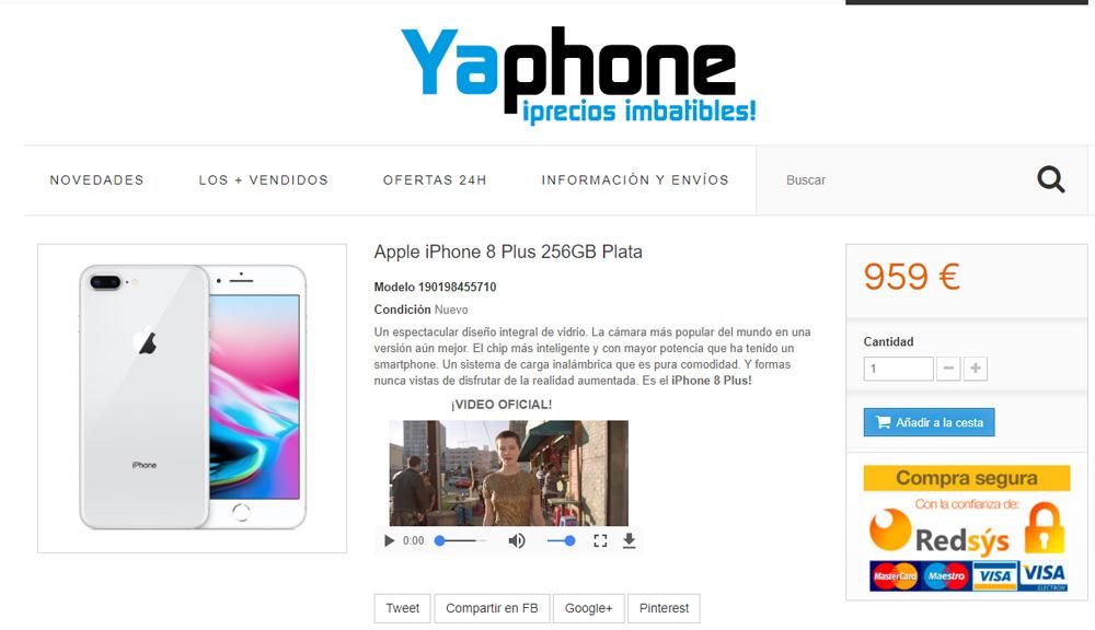 Precio del iPhone 8 Plus con descuento en Yaphone