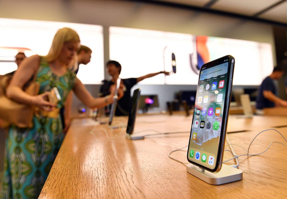 iPhone X en un stand de Apple