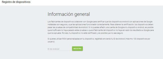 Página de certificación de Google