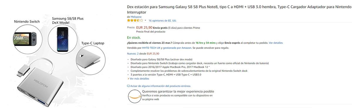 Alternativa económica al Samsung DeX para el Samsung Galaxy S8