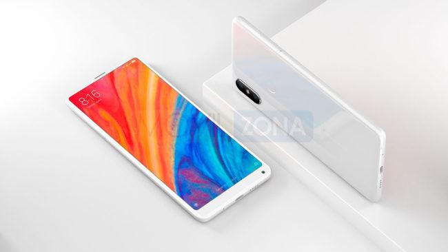 Xiaomi Mi Mix 2S blanco vista frontal y trasera
