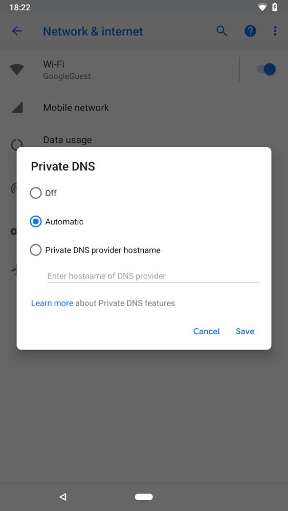 Nueva medida de seguridad DNS over TLS en Android P
