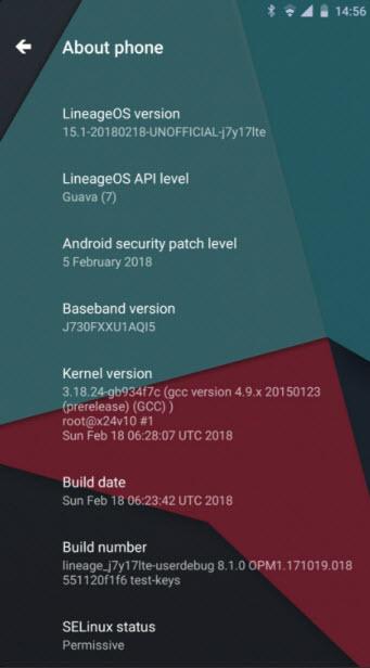LineageOS 15.1 para el Galaxy J17 de 2017