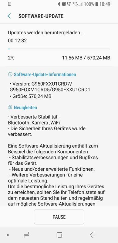 Referencia de la actualización OTA para el Samsung Galaxy S8 con el parche de seguridad de abril de 2018