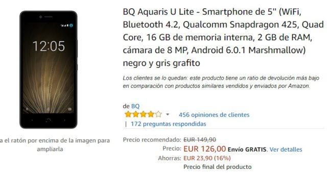 BQ Aquaris U Lite de oferta en Amazon
