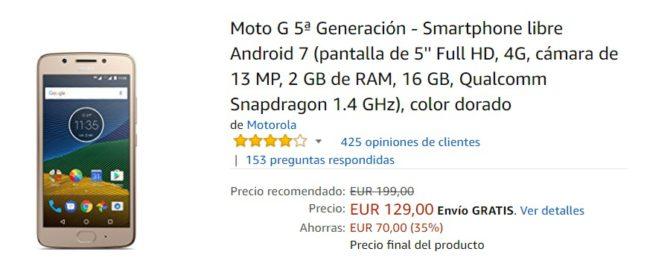 Moto G5 de oferta en Amazon
