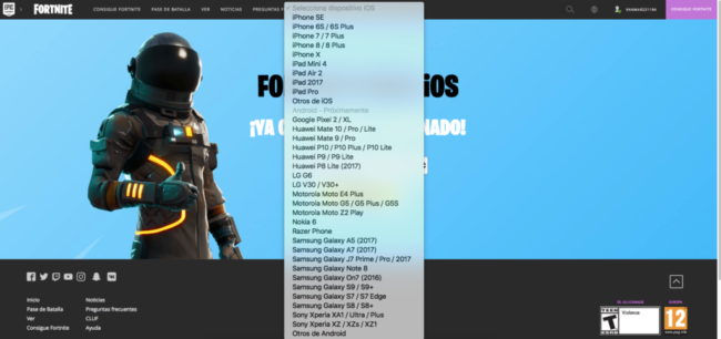 moviles compatibles fortnite android