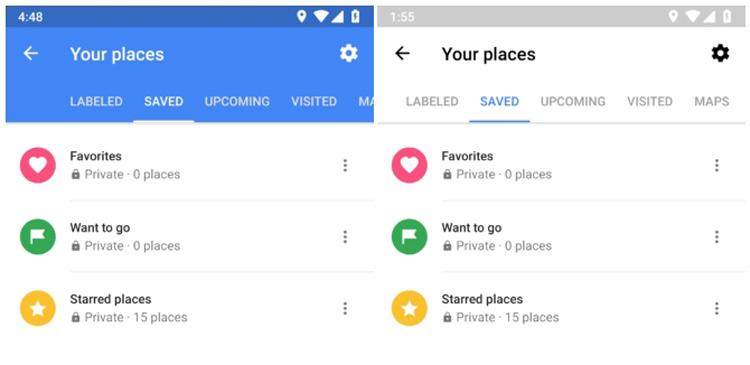Interfaz de Google Maps Beta para Android