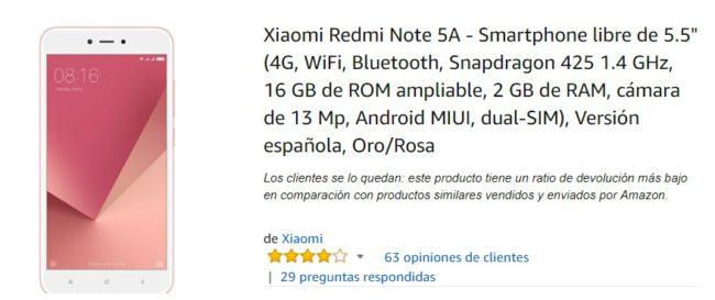 Xiaomi Redmi Note 5A de oferta