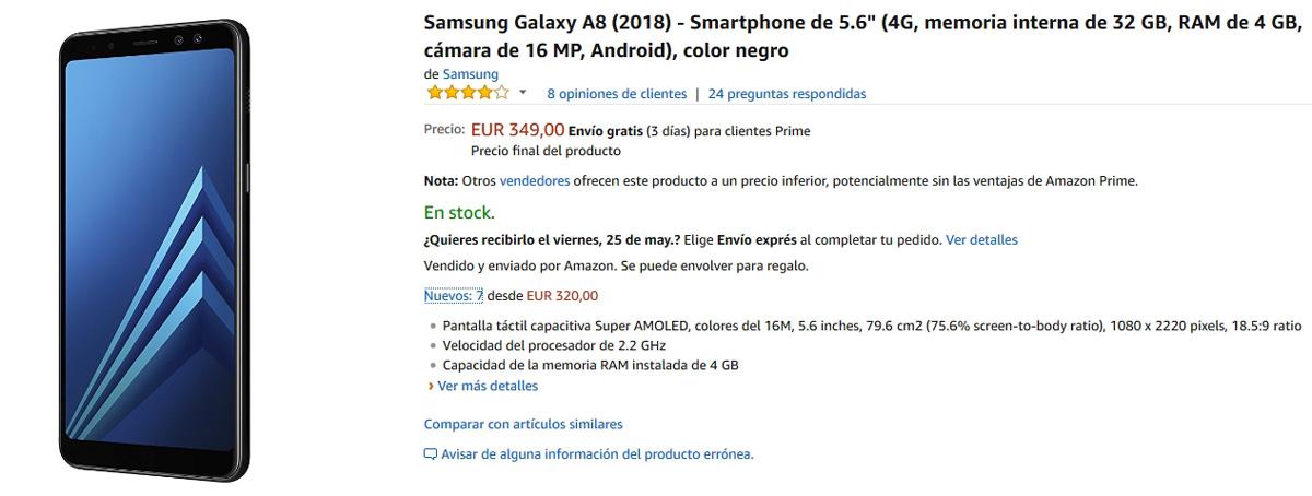 Oferta del Samsung Galaxy A8 en Amazon