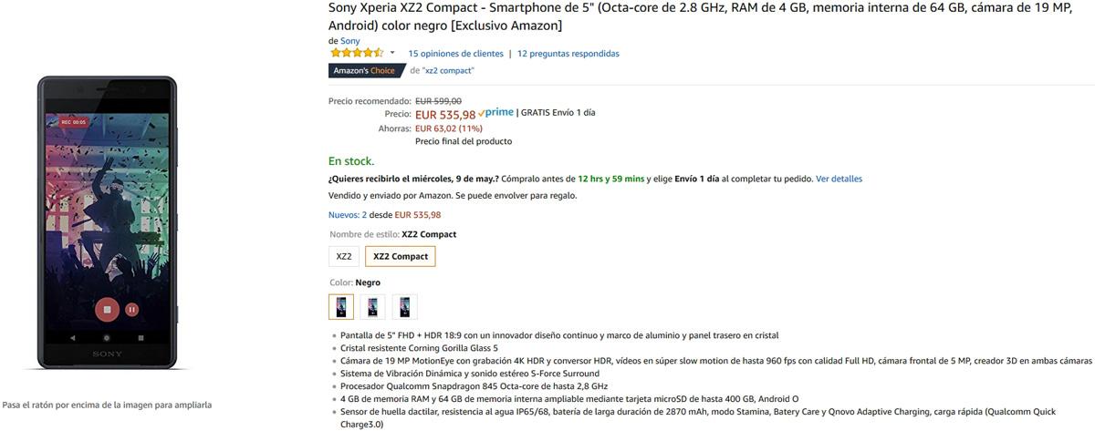 Descuento en el precio del Sony Xperia XZ2 Compact
