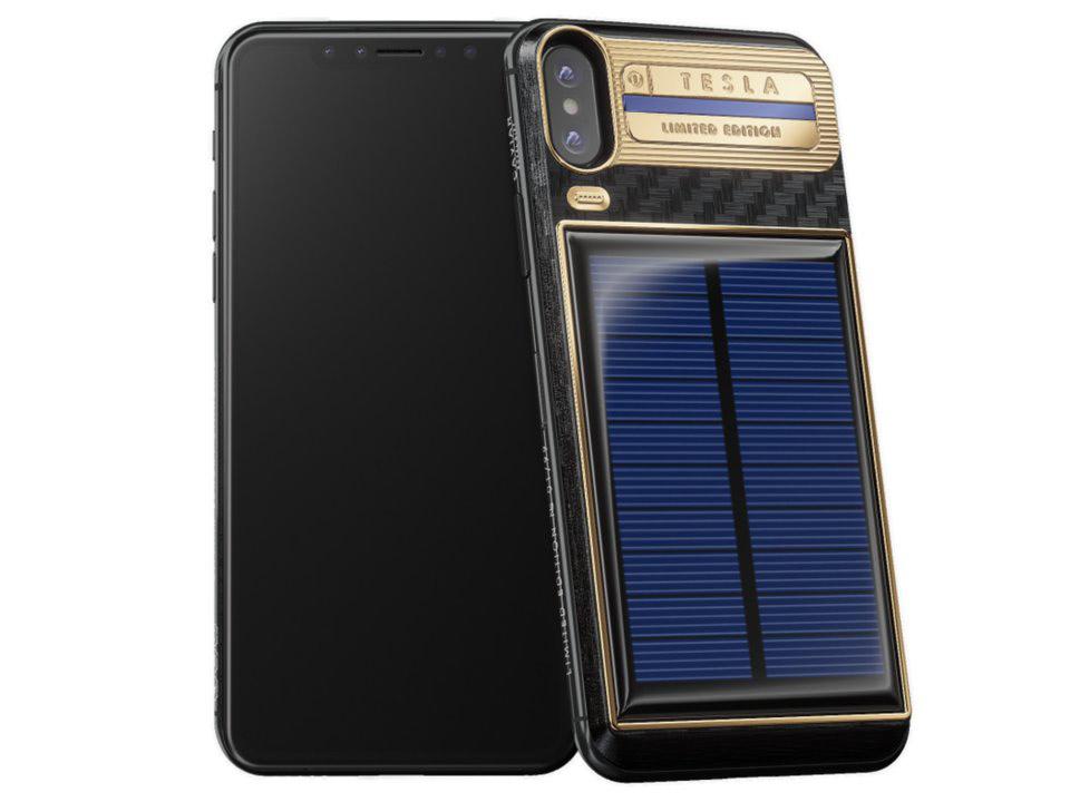 Personalización del iPhone X Tesla con paneles solares